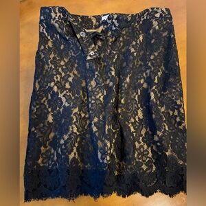 Cache Black Lace Midi Skirt
